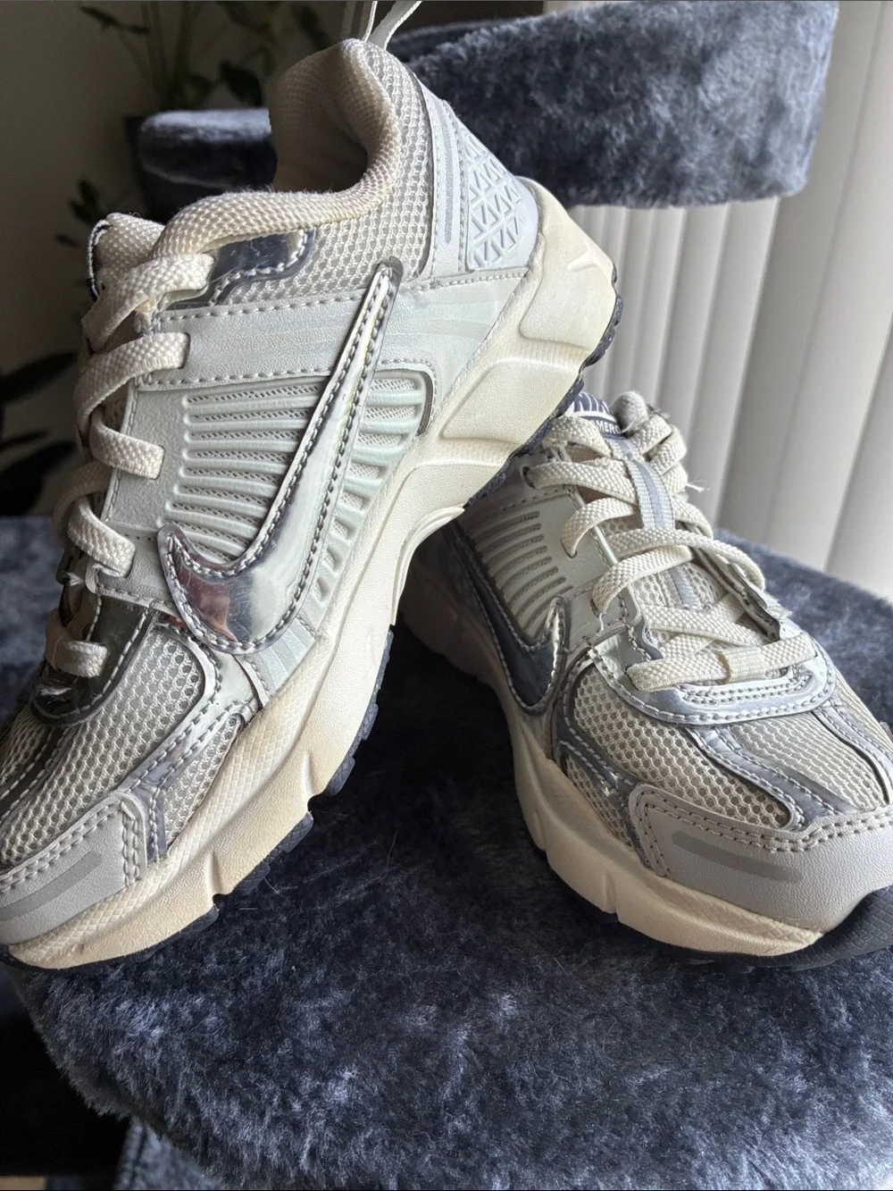 Nike Kids Silver and White Athletic Sneakers